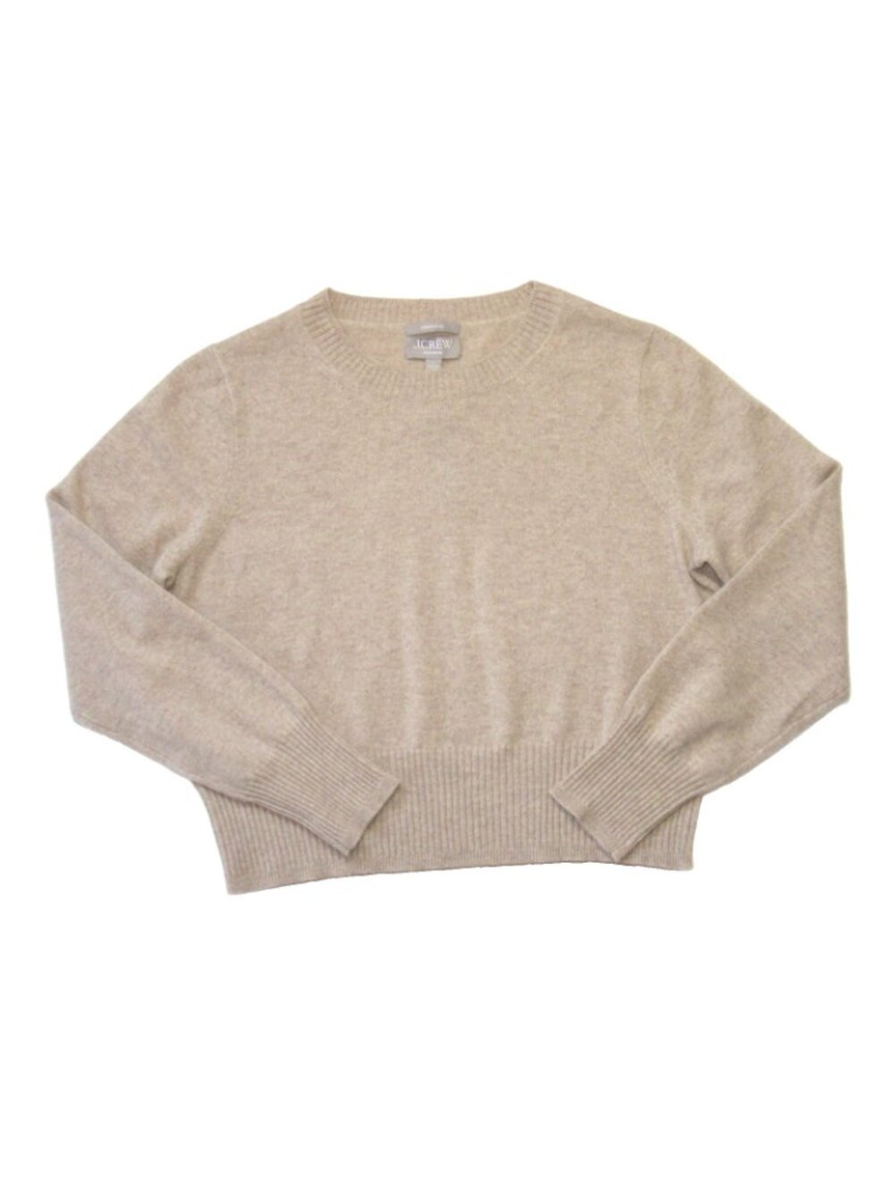 NWT J.Crew Cashmere Shrunken Crewneck Sweater in Heather Stone Pullover L - Picture 4 of 6